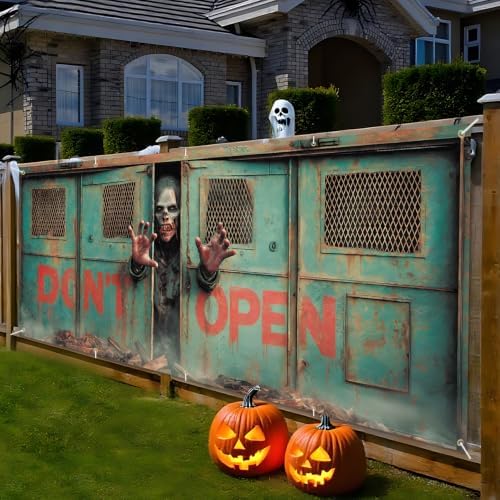 7x16FT Halloween Zombie Garage Door Cover Decorations Halloween Scary Zombie Garage Door Banner for Outdoor Indoor Halloween Decorations Party Photography Backdrop - Image 2