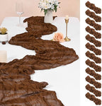 12 Pack Brown Cheesecloth Table Runner 10FT Cheese Cloths for Wedding Decor, 20x120inch Rustic Boho Gauze Table Runners for Wedding Party Bridal Shower Table Decoration by FXKS
