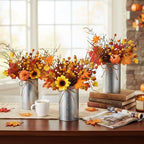 Zeyune 6 Sets Fall Thanksgiving Table Centerpiece Decoration Harvest Artificial Flower Stem Pumpkin Maple Berry Pick with Metal Pot for Autumn Rustic Farmhouse Home Kitchen Dining Indoor Decoration - Image 2