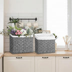 Novabright Set of 2 Wicker Hanging Basket Grey Woven Wall Baskets with Handle Liners for Front Door Organizing Mail Flower Wall Storage Basket for Farmhouse Home Decor Kitchen Bathroom Toilet Tank Top - Image 5