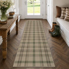 JTJ Easy Jute Kitchen Runner Rug 2'6" x 8', Sage Green & Beige Plaid - Image 3