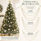 12 Pcs Christmas Tree Bead Garland, 3 Tier Hanging, Ivory Gold, Pearl - Image 3