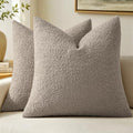 MIULEE 20x20 Decorative Boucle Couch Pillow Covers Light Taupe by MIULEE