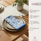 ATOSII Cotton Blockprint Cloth Napkins, Midnight Bloom, Set of 4, 20" X 20" - Image 4