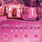 LAMPHOME 4-Pack 26Ft ST38 Outdoor String Lights, Pink LED Shatterproof Patio Lights with 12+1 Edison Bulbs for Valentine's Day, Christmas, Bistro, Wedding & Party Decor - Image 5