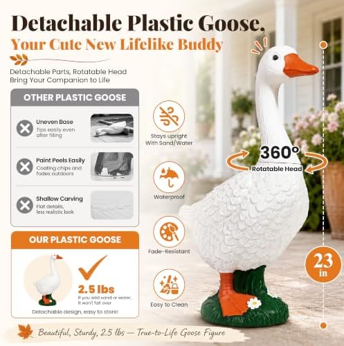 GIGALUMI Porch Goose Statue Plastic 23" Front Porch Decor Garden Decoration - Image 2