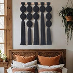 Jakalin Macrame Wall Hanging Black Boho Tassel Fiber Wall Art 19.6"Lx15.7"W by Jakalin