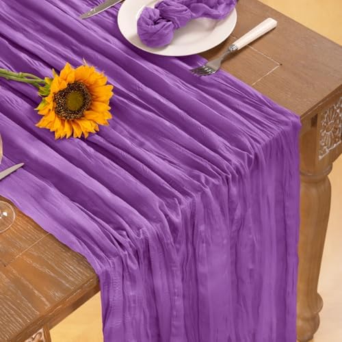 DeZerlor Purple Cheesecloth Table Runners 12 Pack Summer Fall Runners - Image 4
