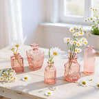 Vintage Pink Small Glass Vase Set of 24, Cute Bud Vases for Centerpiece Table Decorations, Boho Mini Vases for Flowers, Pink Clear Vase Bulk for Wedding Party Decor, Birthday, Baby Shower - Image 3