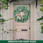 WREATHOME 26'' Large Eucalyptus Wreath for Front Door Year Round - Image 3