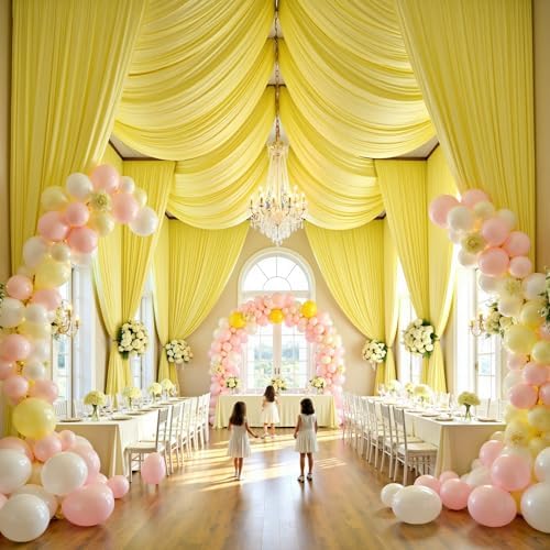 10 Panels 5ft(W) x 20ft(H) Yellow Ceiling Drapes for Wedding Parties by PartyVillage