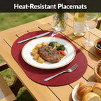 homing Heat Resistant Oval Placemats Set of 6, Red - Image 4