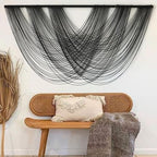 Flber Macrame Wall Hanging Black 59.00" W x 31.00" L Boho Wall Decor Large Boho Yarn Tapestry Living Room Bedroom Home Wall Décor by FLBER