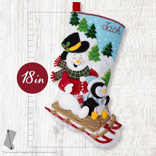Bucilla Felt Applique 18" Stocking Making Kit, Arctic Joyride, Perfect for DIY Arts and Crafts - Image 2
