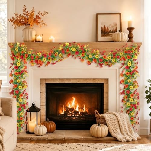Fall Artificial Flower Garland 4 Pack Wildflower Floral Garland - Image 5