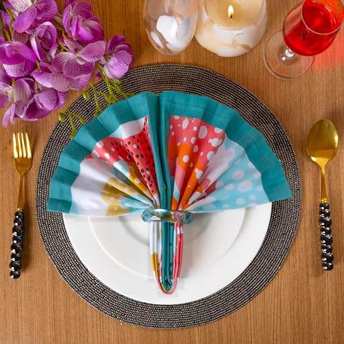 FINGERCRAFT Cloth Napkins Set of 12, 100% Cotton, 20x20 Inch Pastel Splash - Image 3