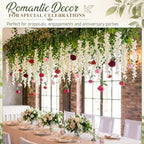 72 Pack Wedding Ceiling Flowers Kit, White Wisteria Rose Ivy Garland - Image 6
