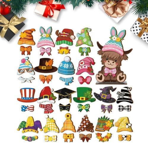 Magnetic Wooden Animal Figurine Interchangeable Holiday Decor (E) - Image 2