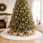 YEAHOME Christmas Tree Skirt, 60” Large White Tree Skirts with Soft Faux Fur Plush for Christmas Tree Decorations, White Christmas Tree Skirts Xmas Decorations for Indoor Holiday Party Decor - Image 6