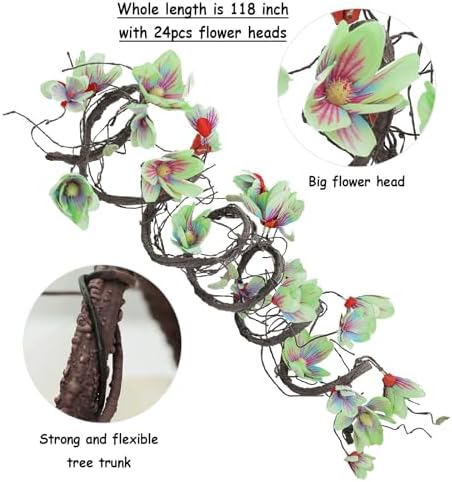 118in Artificial Magnolia Orchid Flowers Garland Hang Vine(Blue) - Image 2