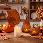 Yungyan Set of 3 Glass Pumpkin Fall Decor Table Centerpiece, Brown - Image 5