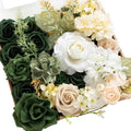 Ling's moment Artificial Wedding Flowers Combo, Emerald & Beige, Grand by LingsMoment