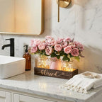 3 Pcs Mason Jar Table Centerpieces for Dining Room with Wood Tray&Led Light - Image 5