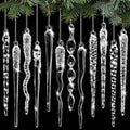 Seematn 18 Pcs Clear Christmas Glass Ornaments Twist Icicle Drop Ornaments by Seematn