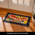 Evergreen Sassafras Fall Christmas Holiday Doormat Insert Bundle & Tray Set of 5, Interchangeable Entrance Door mats Indoor and Outdoor Welcome Mat 30 x 18 Tray Non Slip Backing Low Profile - Image 3