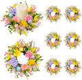 8 Pcs Easter Candle Rings, Mini Candle Holder Wreath with Spring Flowers and Eggs Decor for Table Centerpiece, Front Door, Easter Wreaths for Home Holiday Decor by Sariiraw