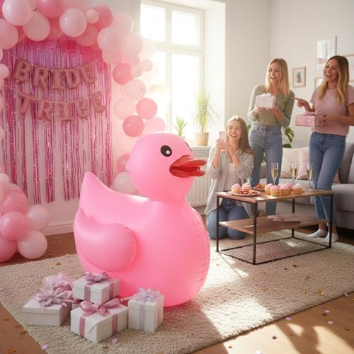 Hungdao 4FT Giant Pink Inflatable Duck Party Decoration Blow up Duck for Birthday Bridal Shower Baby Shower Pink Party Decorations Indoor Outdoor Decor - Image 5