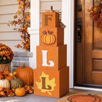 Chumia Fall Porch Outdoor Decor Stacked Pumpkin Ghost Boo Box for Halloween by Chumia