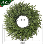 26" Artificial Norfolk Pine Wreath, Christmas Greenery for Front Door Decor - Image 6