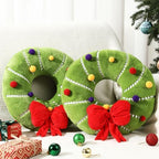 Shellwei 2 Set Christmas Wreath Pillows with Red Bow 15.75 Inch by Shellwei