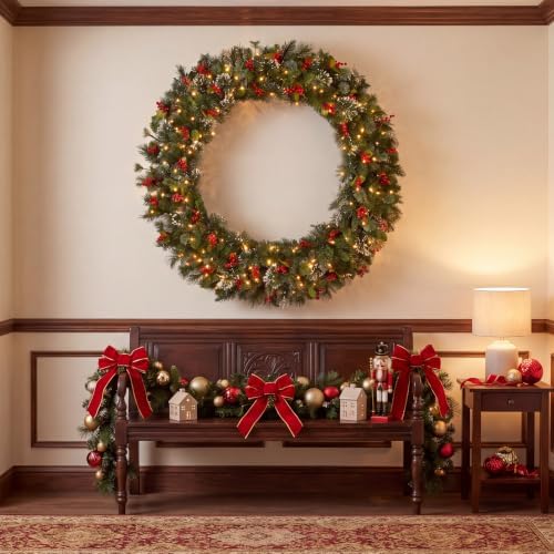 National Tree Company 48in Pre-Lit Wintry Pine Artificial Christmas Wreath - Image 2
