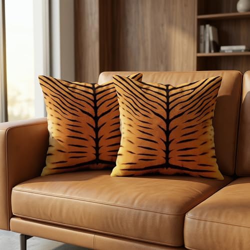 TOMWISH Tiger Stripe Texture Print Throw Pillow Covers 24x24 in Set of 2 - Image 2