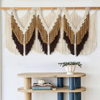 Macrame Wall Hanging Brown Tassel Knotting Fiber Art Boho Decor 47" W*25" L - Image 4