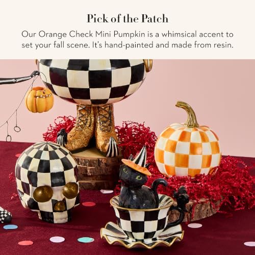 MACKENZIE-CHILDS Resin Pumpkin, Mini, Orange-and-White Orange Check - Image 2
