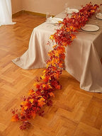Thanksgiving Decorations - Fall Decor - Fall Garland - 9FT Autumn Maples Leaf Garland for Hanging for Halloween Thanksgiving Decor Home Wedding Fireplace Party Christmas by MISSPINWEDDING