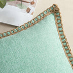 MIULEE Set of 2 Rustic Linen Burlap Throw Pillow Covers 18x18 Aqua - Image 2
