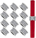 SHYFOY Silver Crushed Diamond Napkin Rings Set of 12, Serviette Holders by SHYFOYHomeDecoration