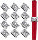 SHYFOY Silver Crushed Diamond Napkin Rings Set of 12, Serviette Holders by SHYFOYHomeDecoration