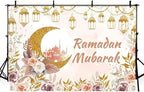 MEHOFOND Ramadan Mubarak Backdrop Boho Muslim Ramadan Kareem Lantern Castle Islamic Photography Background Eid Mubarak Moon Mosque Party Decorations Banner Photo Studio Props 10x7ft - Image 3