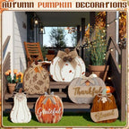 Moucuny Set of 6 Outdoor Fall Decoration for Home Porch, Farmhouse Pumpkin - Image 4