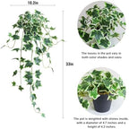 Fake English Ivy Plants in Pots Set of 2 – Realistic Artificial Ivy Greenery for Home Decor, Tabletop, Office, Shelf, Balcony, Lifelike Faux Hanging Vines, No Maintenance Required - White and Green - Image 2