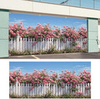 Rose Garden Garage Door Banner 6x13FT, Pink Roses and White Fence Garage Door Cover, Large Outdoor Floral Decoration for Garage Doors, Garden Fence & Spring Summer Party Backdrop - Image 6