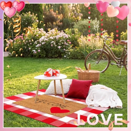 Moucuny 2 Pcs Valentine's Day Doormat Outdoor, Heart Welcome Rug, Non-Slip - Image 7