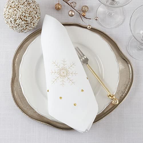 SARO LIFESTYLE Embroidered Snowflake Napkin (Set of 4) – Elegant Winter Holiday Table Linen for Christmas Dining & Seasonal Entertaining - Image 3