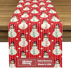 Christmas Table Runners | Red Snowman | Seasonal Table Decorations | Home Kitchen Decor | Made in The USA | Stain Resistant | 14" x 90" Long by FabricTextileProductsInc