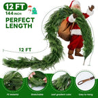 12 FT Artificial Norfolk Pine Garlands with Lights, Pre-Lit Christmas Garland, Real Touch Pine Artificial Faux Greenery Garland for Table, Mantle, Wall, Indoor, Outdoor Christmas Decorations - Image 4